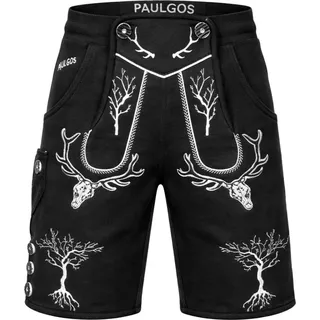 PAULGOS Herren Trachten Jogginghose - Design Trachten Lederhose - JOK6 - in 3 Farben erhältlich - Größe S - 5XL - Schwarz