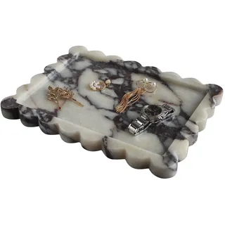 Natürliches, luxuriöses Marmor-Tablett, gewellt, 27,4 x 20,3 cm, rechteckig, für Badezimmer, Küche, Theke, dekoratives Tablett für Kommode, Heimdekoration (Calacutta Purple)