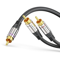 Bild Premium 10,0m Cinch Kabel, 1x Cinch auf 2x Cinch, Audio Y-Kabel, Subwoofer, HiFi-Anlage, Verstärker, schwarz