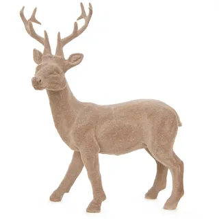 Logbuch-Verlag Hirsch Figur cremefarben, Weihnachtsdekoration zum Hinstellen, Rentier Dekofigur Weihnachten, Weihnachtsfigur 16 x 7,5 x 22,5 cm