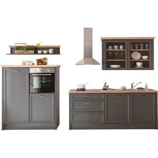 KOCHSTATION Küche »Jasmin« 344 cm,breit, wahlweise mit oder ohne E-Geräte, schwarz