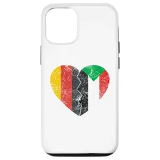 Hülle für iPhone 14 Pro Sudanesische Deutsche Flagge Herz | Deutschland Sudan Flagge Wurzeln
