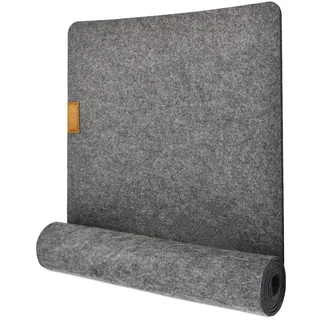 Auckpure Filz-Tischläufer – waschbare Tischsets – 30 cm x 100 cm – dekorativer Tischgürtel mit Lederetiketten – geeignet für Küche, Innen- und Außenbereich, Grau, Schwarz