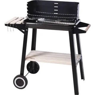 Holzkohlegrill mit Wagen – 54x34x65 cm – Garten-Grill auf Rädern für Terrasse & Balkon