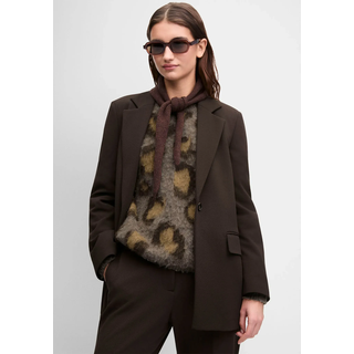 Longblazer CINQUE "CIBOARDING", Damen, Gr. 42, dunkelbraun, Web, Obermaterial: 95% Polyester, 5% Elasthan, unifarben, tailliert Po-bedeckend, Blazer Longblazer, in einreihigem Design