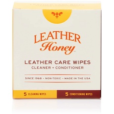 Leather Lederpflegetuch-Set: Reinigung für unterwegs. Verwenden Sie es für Ledersofas, Autositze, Handtaschen, Schuhe & Taschen. Sicher und gebrauchsfertig. 5 Reinigungstücher & 5 Pflegetücher