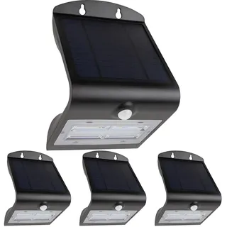 REV BUTTERFLY Außenleuchte mit Bewegungsmelder 2000mAh, Li-Ion, Led Strahler außen, IP54, Solar Panel 2,3Wp, 3,2W, schwarz (Packung mit 4)
