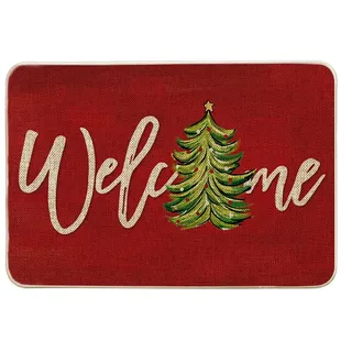 Artoid Mode Bäume Kiefern Sterne Weihnachten Fußmatte, Saisonale Xmas Welcome Dekoration Küche Teppich Bodenmatte für Innen Außen Dekor 40x60 cm