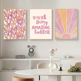 3er Aura Rosa Kunstdrucke & Poster Set - Ästhetische Zitate Premium Bilder Schlafzimmer Wanddekoration (50x70 cm, #02)