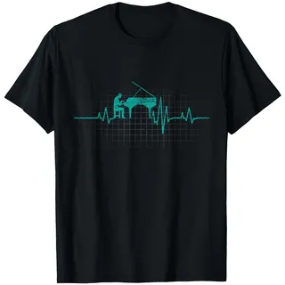 Klavier T-Shirt - Flügel EKG Klavierspieler Pianist Geschenk T-Shirt