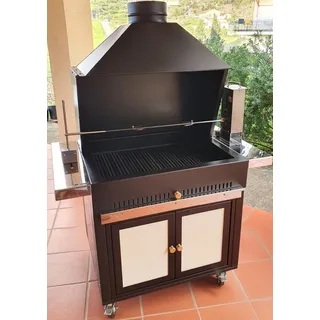 Holzkohlegrill mit elektrischem Drehspieß 80x65 - Schwarz