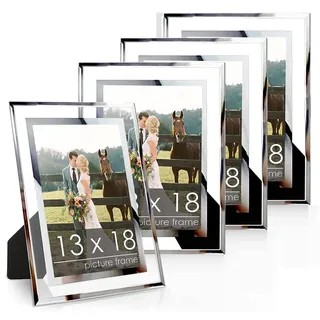 ASelected Bilderrahmen Glas 4er Set für Bilder 13x18 cm Glas Fotorahmen Photo Frame Glass Foto Rahmen Hochzeit Familie