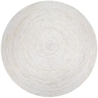 Paco Home Teppich Rund Wohnzimmer Jute Boho Ethno Muster Modern Handgefertigt Naturteppich, weiß 80 cm Rund,