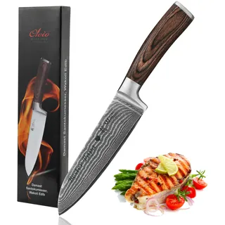 Wakoli EDIB Damastmesser Santoku mit Gravur – Personalisiertes Messer, 17 cm Klinge aus 67 Lagen Damaststahl (VG10-Kern), Pakkaholzgriff – Scharfes Küchenmesser Geschenk, Geschenkverpackung