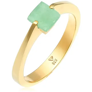 Silberring ELLI PREMIUM "Ring Jade Grün Dreieck klassik 925 Silber vergoldet" Gr. 54, gold, Fingerringe, Damen, 54, Silber 925 (Sterlingsilber), Silberring
