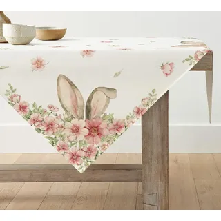 Artoid Mode Blumen Hasenohren Osterei Ostern Waschbare Tischwäsche, Saisonaler Frühling Küche Tisch Dekoration Drinnen Urlaub Party Dekor 100x100 cm