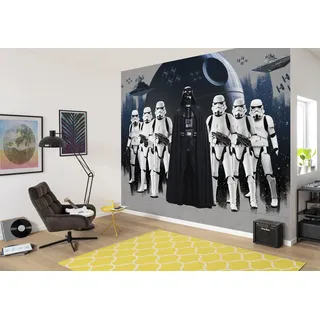 KOMAR "Vlies Fototapete - STAR WARS The Dark Side - Größe 368 x 248 cm, Motiv bedruckt glatt, weiß,schwarz,grau,