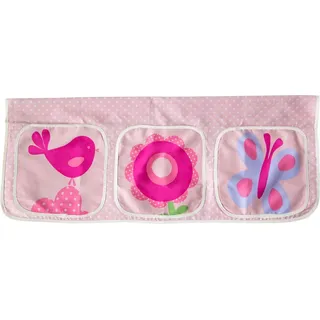 Homestyle4u Betttasche Stofftasche für Hochbett Bettzubehör Hängetasche Tasche Kinderbett - Rosa