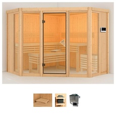 Bild Sauna »Astrid 2«, (Set), 9-kW-Ofen mit externer Steuerung beige