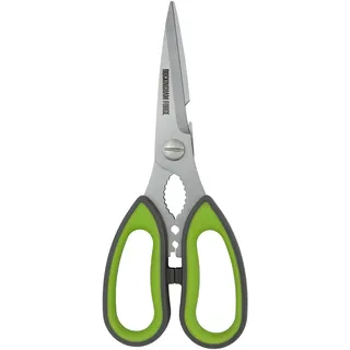 Rockingham Forge Scharfe Küchenschere mit Nussknacker und Flaschenöffner, rostbeständige Edelstahlklingen, 9 cm, Grün und Grau