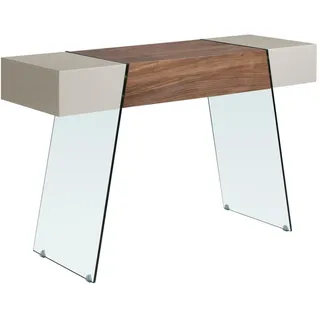 Angel Cerda Konsolentisch Rechteckiger Konsolentisch aus grauem Holz, Walnuss und gehärtetem Glas 120/40/73 cm , Nussbaumfarben, Grau , Holz, Holz , 120x73x40 cm , FSC 100% , Wohnzimmer, Wohnzimmertische, Konsolentische