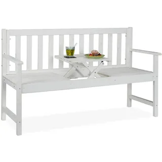 Relaxdays Gartenbank 152 x 90 x 56 cm Weiß