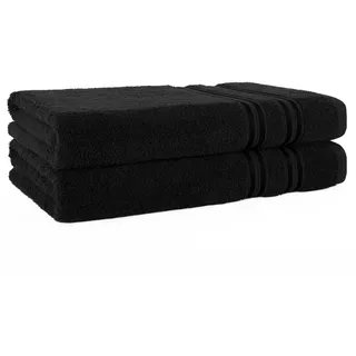 HAMMETEX Duschtuch »2er Set Badetücher 70x140 cm, 100% Baumwolle, Weich & Saugstark« mit Bordüre, einfarbig, weich, schwarz