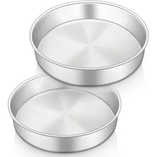 HaWare Backform, Edelstahl Rund Kuchenform Backformen 2er Set, 20cm Kuchenbackform für Geburtstag/Hochzeit/Weihnachten, Gesund & Ungiftig, Hochglanzpoliert, Leicht zu reinigen & Spülmaschinenfest