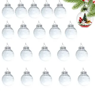 20 Stück Transparente Weihnachtskugel Befüllbar 6cm Weihnachtskugeln Durchsichtig Weihnachtsbaumkugeln Plastik Weihnachtskugel zum Befüllen Christbaumkugeln Basteln DIY Weihnachtsdeko Kugeln