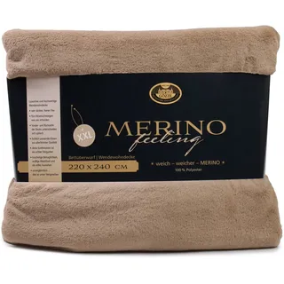 Gözze Merino Decke 220 x 240 cm taupe