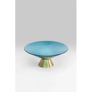 Kare Design Schale Birdie, Blau/Gold, 26cm Durchmesser, Obstschale, Handgearbeitet, Messing Sockel, Elegance, Retro Design, 11x26x26 cm (H/B/T)