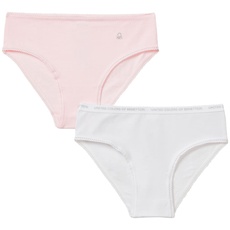 Undercolors of Benetton Mädchen Lutk Basic 1 Unterhose, 2er Pack, Mehrfarbig (White/Pink 902), 110 (Herstellergröße: X-Small)