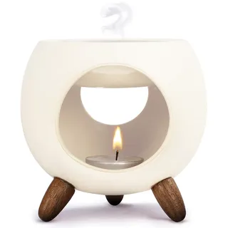 Kaloogo Sabai Scent Duftlampe Keramik für ätherische Öle – Elegantes Duftlicht – wackelfreies Design – perfekte Wärmeabgabe – hochwertige Duftlampe Teelicht – für Duftwachs und Duftöl (Natur)
