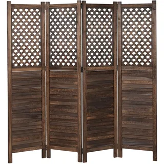 MCW Paravent MCW-A84, Raumteiler Trennwand Sichtschutz, Ornamente 170x161cm braun