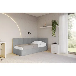 altdecor Jugendbett DEXY 80 x 200 cm Textil grau