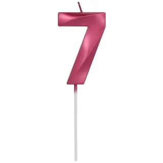 Folat 24247 Kuchen Kerze Glamour Ziffer/Zahl 7 Pink Metallic Geburtstagskerzen für Geburtstag, Geburtstagsdeko, für Kinder Partys, Hochzeiten, Firmenfeiern, Jubiläen