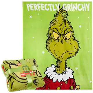 The Grinch Fleecedecke, Flauschige Kuscheldecke 150 x 130 cm - Geschenke Kinder