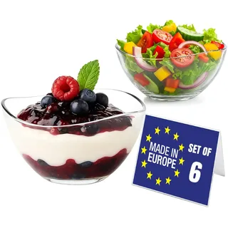 Premium Glas Dessertschalen 6er Set, 310ml BLEI FREI Dessertgläser, Stabelbare Glasschalen, Dessertbecher, Puddingschalen, Dessert Schalen Glas, Obst Servierschalen, Soßenschalen, Dessert Bowls