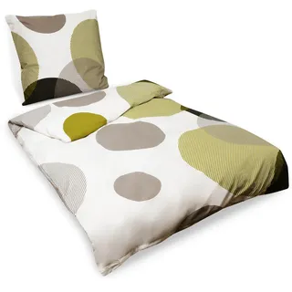 Beautissu Bettwäsche 155x220 Baumwolle 4teilig – 1x Bettbezug 135x200 & 1x Kissenbezug 80x80 cm – 100% Baumwolle Sommerbettwäsche Bettwäsche-Sets mit Reißverschluss – NELA