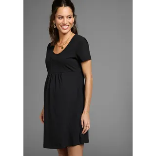 NEUN MONATE Umstandskleid NEUN MONATE "Kurzes Schwangerschafts-Jerseykleid, Minikleid", Damen, Gr. 40/42, N-Gr, schwarz, Jersey, Obermaterial: 95% Baumwolle, 5% Elasthan, unifarben, Basic ca.