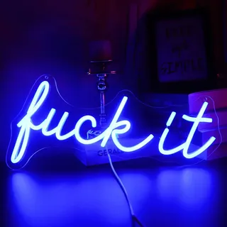 LED "Fuc*k It" Neon Zeichen Wort/Buchstaben USB Powered Neon Lichter für Zimmer Home Bar Kunst Wand Dekor Party Fenster Wohnzimmer Dekor (blau)