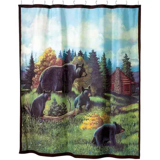 Avanti Linens - Stoff-Duschvorhang, Tier-inspirierte Badezimmer-Dekoration (Black Bear Lodge Collection, 182,9 cm)