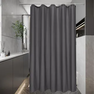 Schmaler Duschvorhang 120x180 Dunkelgrau Wasserdicht Badvorhang für Badezimmer Badewanne, Kleine Textile Polyester Stoff Dusch Vorhang, Anti-Schimmel Waschbar mit 8 Ringen