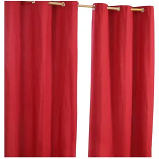 Homescapes Ösenvorhang blickdicht 2er-Set, 137/228 cm , Rot , Textil , Uni , 137x228 cm , Oeko-Tex® , Heimtextilien, Vorhänge, Fertigvorhänge, Ösenvorhänge