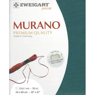 Zweigart Zählstoff MURANO Precut 32 ct. 3984 Farbe 5153 petrol, Handarbeitsstoff für Stickerei 48x68 cm