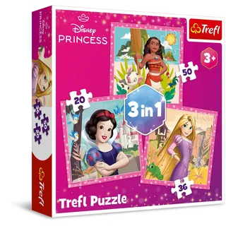 Trefl - Disney, schöne Blumen - Puzzle 3in1, 3 Motive, 20 bis 50 Teile - Unterschiedlicher Schwierigkeitsgrad, Unterhaltung