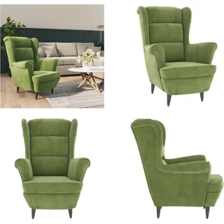 vidaXL Sessel Hellgrün Samt - Sessel - Wohnzimmersessel - Loungesessel - Lounge Sessel - Grün