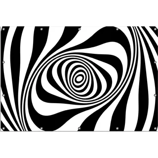 Wallario Outdoor-Poster für Garten oder Balkon, Motiv Optische Täuschung - Zebra Muster - schwarz weiß, in ca. 120 x 180 cm - Schwarz