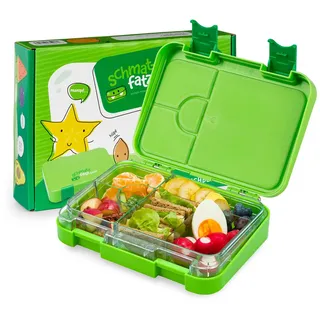 schmatzfatz Junior Brotdose – Bento Box mit herausnehmbarem Einsatz für 4 oder 6 Fächer, auslaufsicher, BPA-frei & spülmaschinenfest