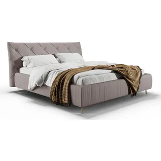 KAWOLA Bett ANNY Polsterbett Leder grau 200x200cm - Grau